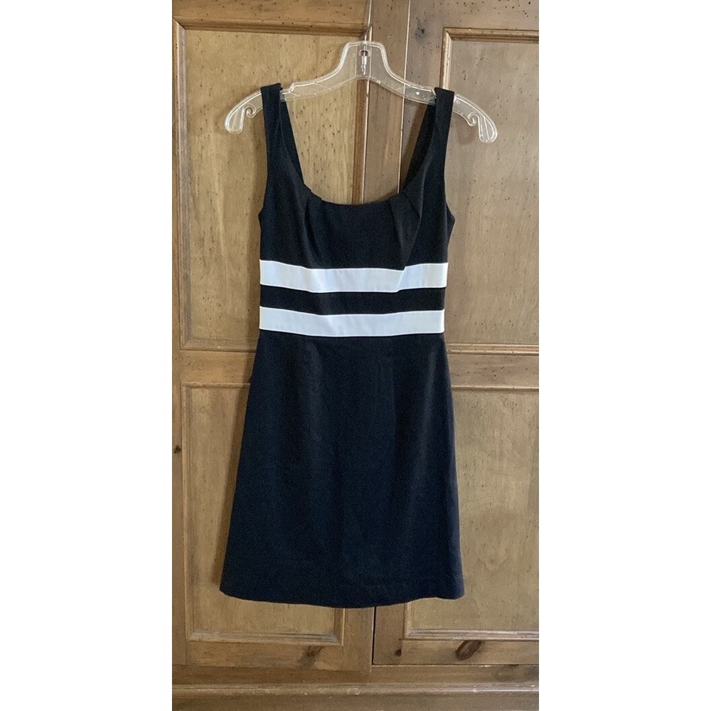 White House Black Market Women's Dress Size 0 Black With White Stripes WHBM